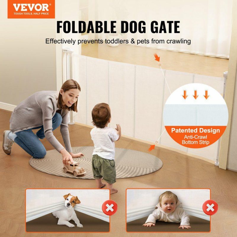 Door Hardware & Locks | Retractable Baby Gate, 34.2″ Tall Mesh Baby Gate, Extends up to 76.8″ Wide Retractable Gate for Kids or Pets, Retractable Dog Gates for Indoor Stairs, Doorways, Hallways, Playrooms, White White Door Hardware & Locks Door Hardware & Locks