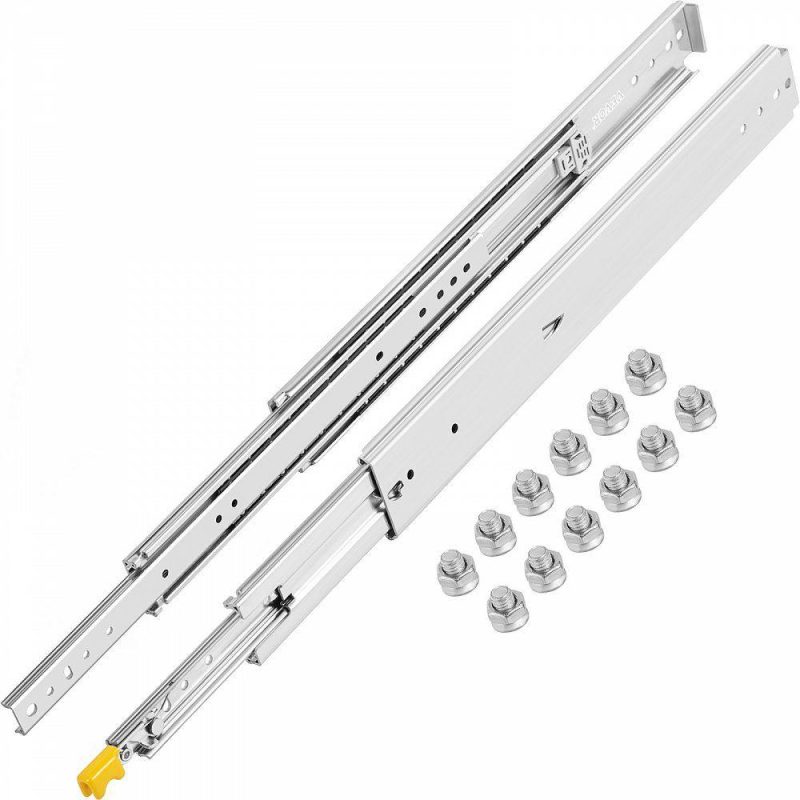 Drawer & Cabinet Hardware | Heavy Duty Drawer Slides 40″ Length, Locking Drawer Slides 500lbs Load Capacity Long Full Extension Drawer Slide 1 Pair Side Mount Ball Bearing Drawer Glides Push to Open Drawer Runners Rail Drawer & Cabinet Hardware Drawer & Cabinet Hardware