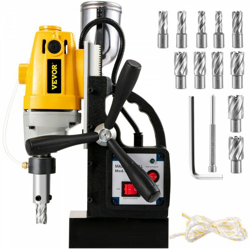 Drills & Drivers | 1100W Magnetic Drill Press with 1-1/2 Inch (40mm) Boring Diameter MD40 Magnetic Drill Press Machine 2810 LBS Magnetic Force Magnetic Drilling System 670 RPM with 11 Pcs HSS Annular Cutter Kit Drills & Drivers Drills & Drivers