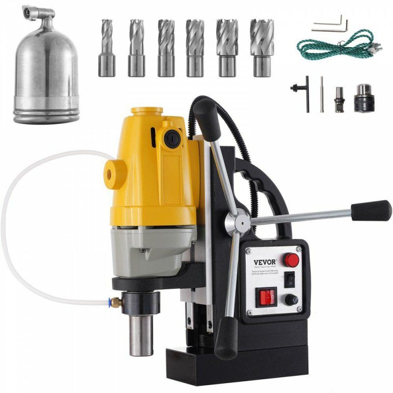 Drills & Drivers | 1100W Magnetic Drill Press with 1-1/2 Inch (40mm) Boring Diameter MD40 Magnetic Drill Press Machine 2810 LBS Magnetic Force Magnetic Drilling System 670 RPM with 6 Pcs HSS Annular Cutter Kit Drills & Drivers Drills & Drivers