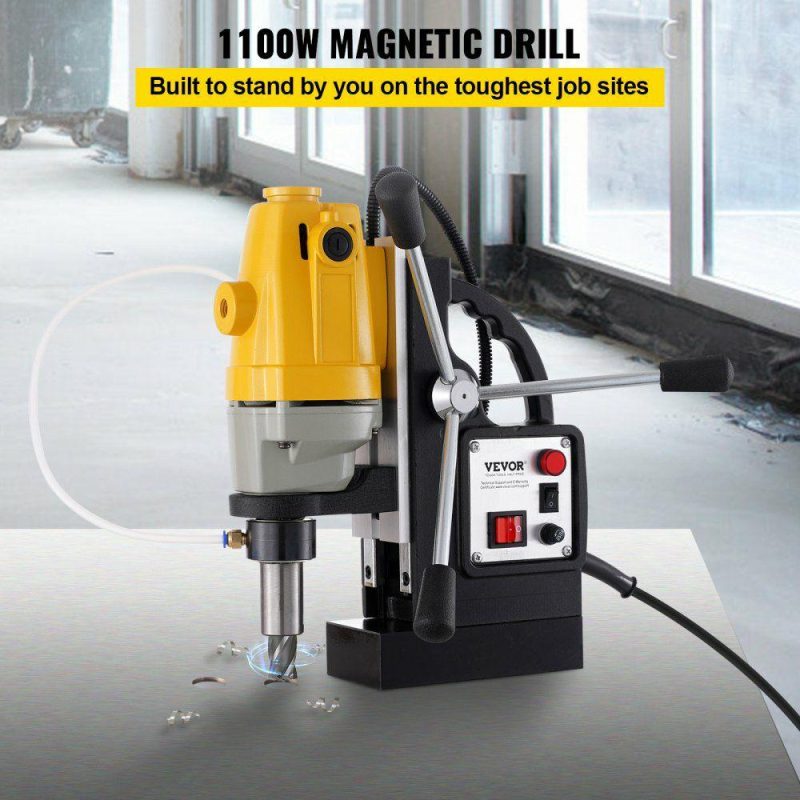 Drills & Drivers | 1100W Magnetic Drill Press with 1-1/2 Inch (40mm) Boring Diameter MD40 Magnetic Drill Press Machine 2810 LBS Magnetic Force Magnetic Drilling System 670 RPM with 6 Pcs HSS Annular Cutter Kit Drills & Drivers Drills & Drivers