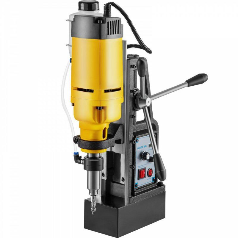 Drills & Drivers | Mag Drill, 0-300 RPM Stepless Speed Electromagnetic Drill Press, 2″ Depth 2″ Dia Magnetic Core Drill, 2922lbf Boring Tool Drill Press, 1680 Watts Drill Press, Yellow and Black Drill Machine Drills & Drivers Drills & Drivers