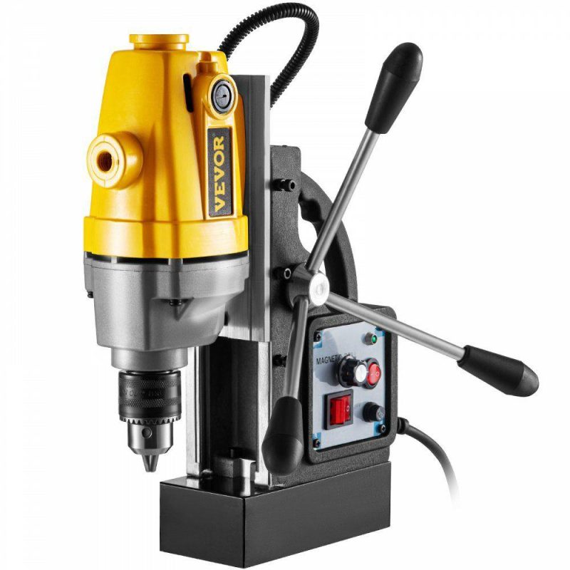 Drills & Drivers | Mag Drill, 0-550 RPM Stepless Speed Electromagnetic Drill Press, 3.9″ Depth 0.5″ Dia Magnetic Core Drill, 1910lbf Boring Tool Drill Press, 750W Drill Press, Yellow and Black Drill Machine Drills & Drivers Drills & Drivers