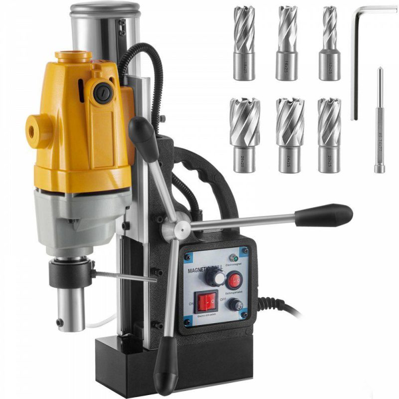 Drills & Drivers | Mag Drill, 550RPM No-load Speed Electromagnetic Drill Press, 2.16″ Depth 1.57″ Dia Magnetic Core Drill, 2700LBS Boring Tool Drill Press, 1100W Drill Press, 6 PCS Power Magnetic Drill Presses Drills & Drivers Drills & Drivers