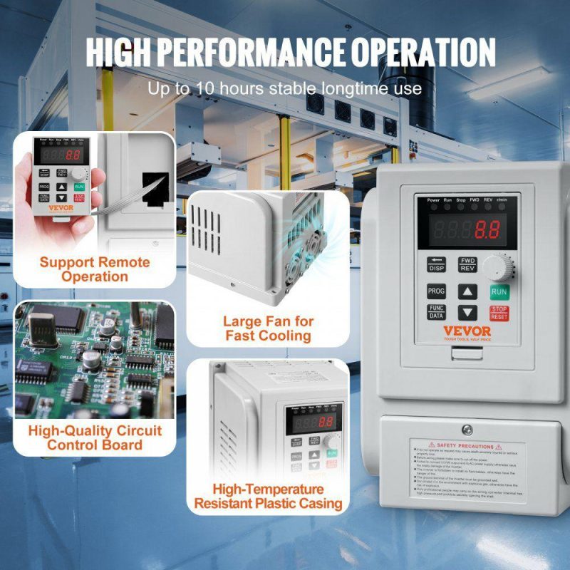 Electric Motors | VFD 2.2KW 10A 3HP Variable Frequency Drive for 3-Phase Motor Speed Control Electric Motors Electric Motors