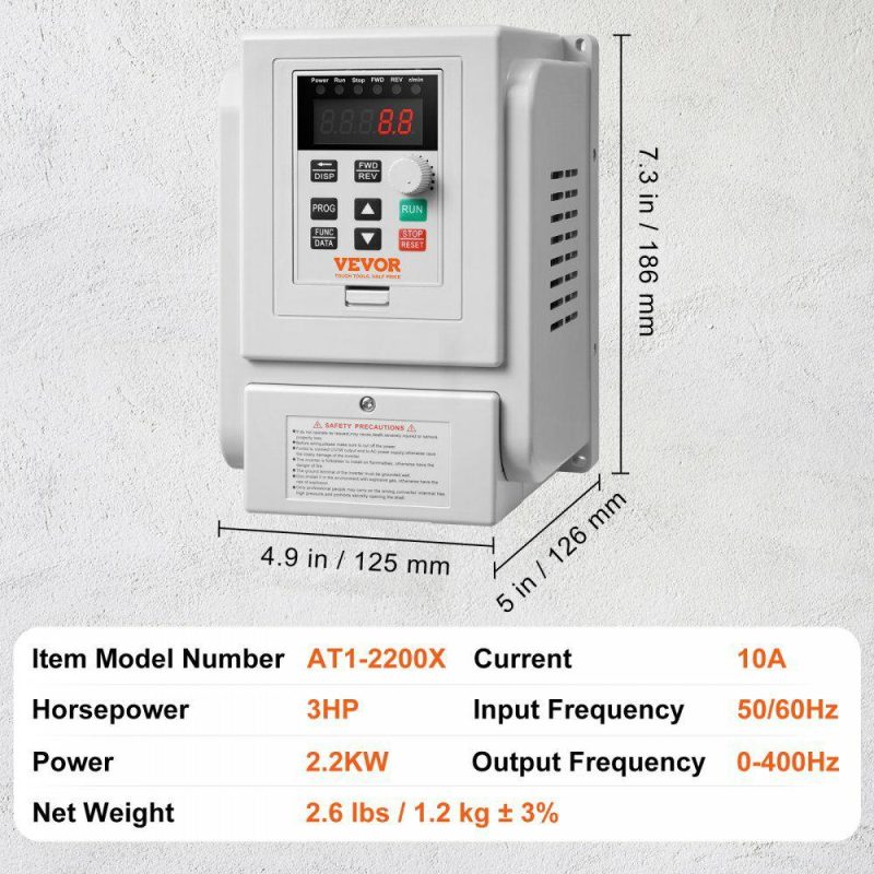 Electric Motors | VFD 2.2KW 10A 3HP Variable Frequency Drive for 3-Phase Motor Speed Control Electric Motors Electric Motors