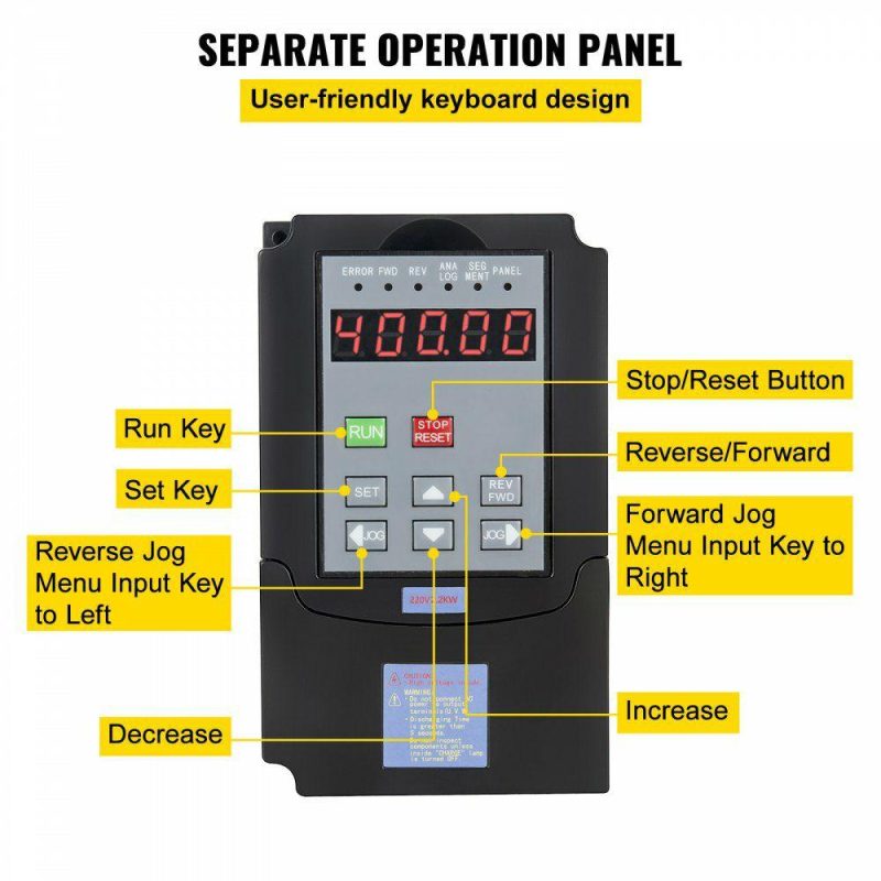 Electric Motors | VFD 2.2KW,Variable Frequency Drive 10A,CNC VFD Motor Drive Inverter Converter 220V,for Spindle Motor Speed Control (1or 3 Phase Input,3 Phase Output) Electric Motors Electric Motors