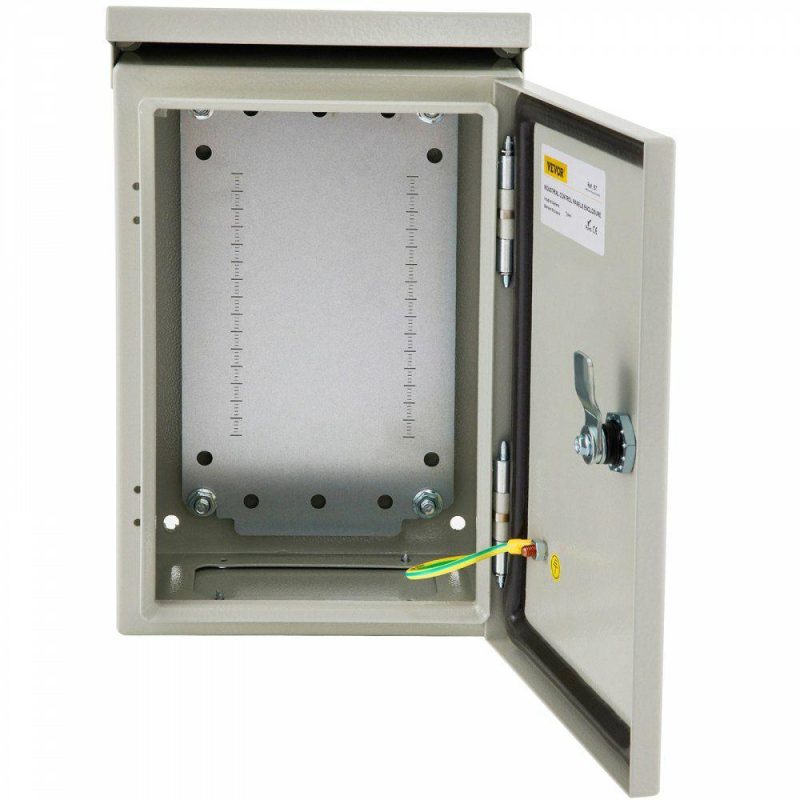 Electrical Boxes & Panels & Fittings | Electrical Enclosure, 12x8x8in, Tested to UL Standards NEMA 4 Outdoor Enclosure, IP65 Waterproof & Dustproof Cold-Rolled Carbon Steel Hinged Junction Box for Outdoor Indoor Use, with Rain Hood Electrical Electrical Boxes & Panels & Fittings