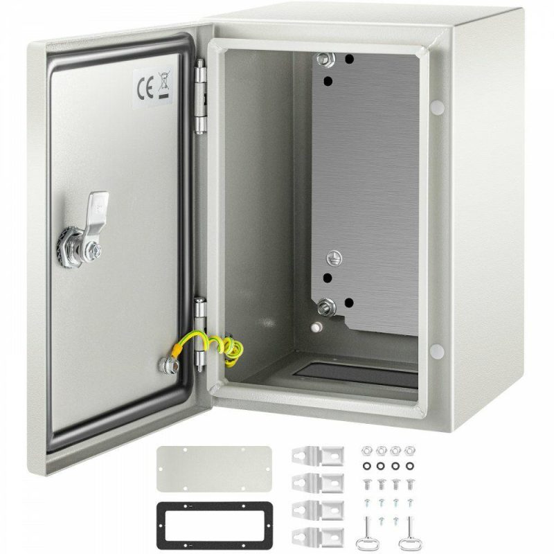 Electrical Boxes & Panels & Fittings | NEMA Steel Enclosure, 12 x 8 x 8” NEMA 4X Steel Electrical Box, IP66 Waterproof & Dustproof Outdoor / Indoor Electrical Junction Box, with Mounting Plate Electrical Electrical Boxes & Panels & Fittings