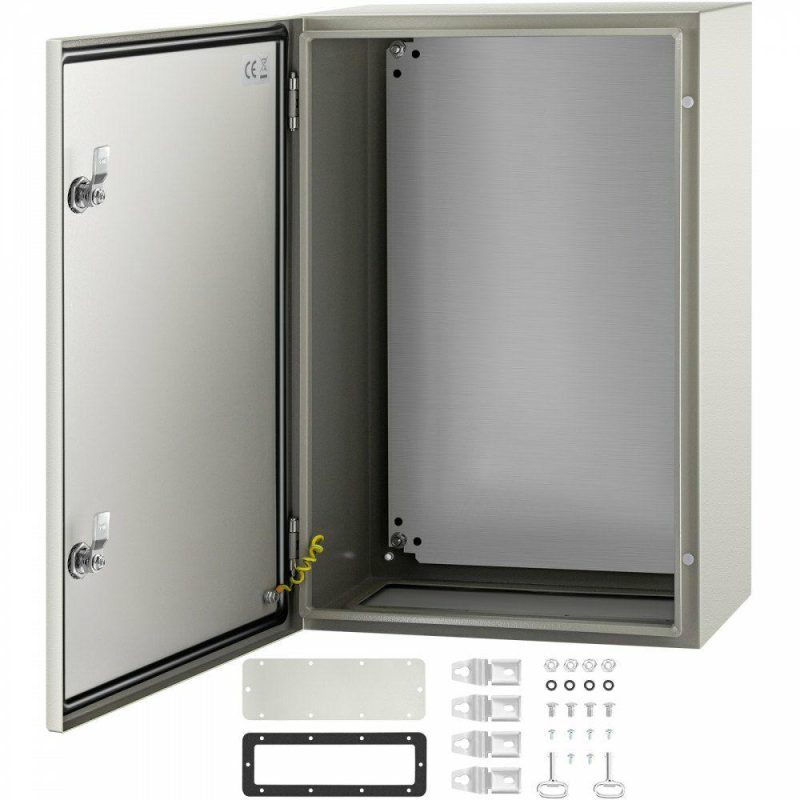 Electrical Boxes & Panels & Fittings | NEMA Steel Enclosure, 24 x 16 x 10” NEMA 4X Steel Electrical Box, IP66 Waterproof & Dustproof, Outdoor/Indoor Electrical Junction Box, with Mounting Plate Electrical Electrical Boxes & Panels & Fittings