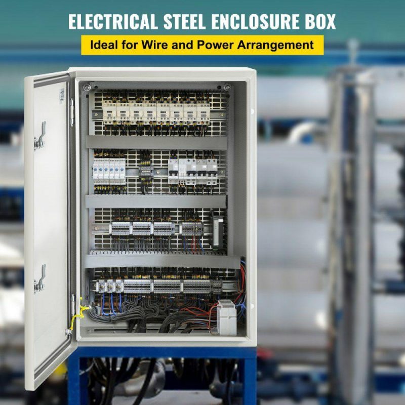 Electrical Boxes & Panels & Fittings | NEMA Steel Enclosure, 24 x 16 x 10” NEMA 4X Steel Electrical Box, IP66 Waterproof & Dustproof, Outdoor/Indoor Electrical Junction Box, with Mounting Plate Electrical Electrical Boxes & Panels & Fittings