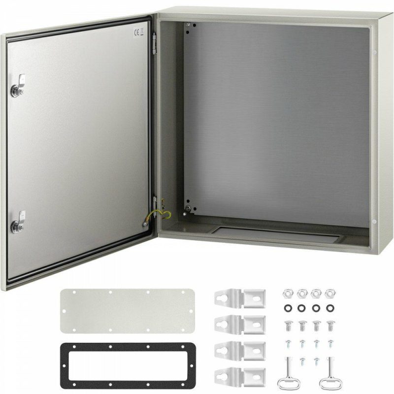 Electrical Boxes & Panels & Fittings | NEMA Steel Enclosure, 24 x 24 x 8” NEMA 4X Steel Electrical Box, IP66 Waterproof & Dustproof, Outdoor/Indoor Electrical Junction Box, with Mounting Plate Electrical Electrical Boxes & Panels & Fittings