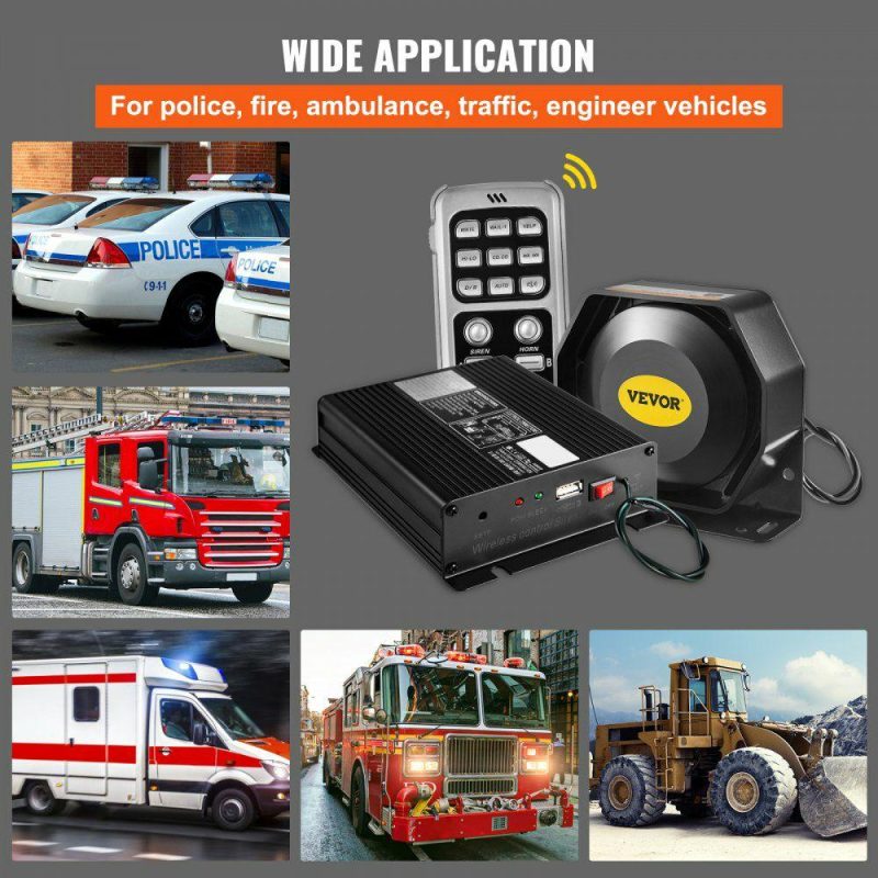 Electrical Tools | 200W 18 Sound Loud Car and Truck Warning Alarm Police Siren Horn 18 Tones Fire Ambulance Emergency Electronic Siren Horn Kit PA MIC System Electrical Electrical Tools