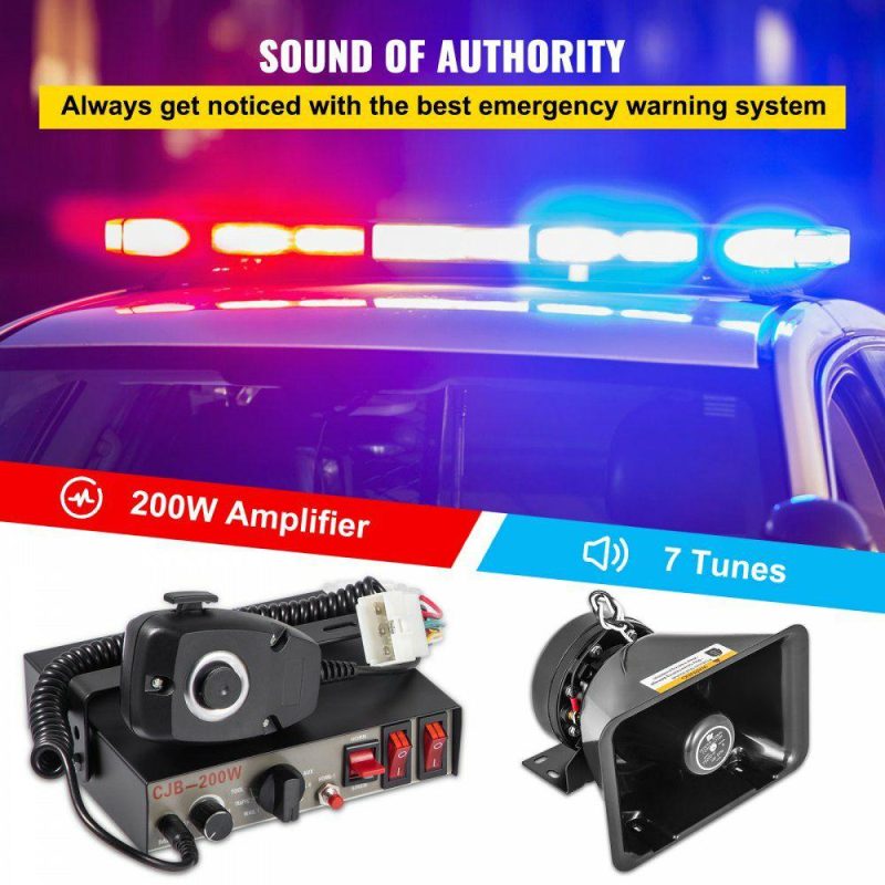 Electrical Tools | 200W Car Warning Alarm Vehicle 7 Sound Loud Warning Alarm Kit MIC System Emergency Fire Siren PA Speaker Electrical Electrical Tools