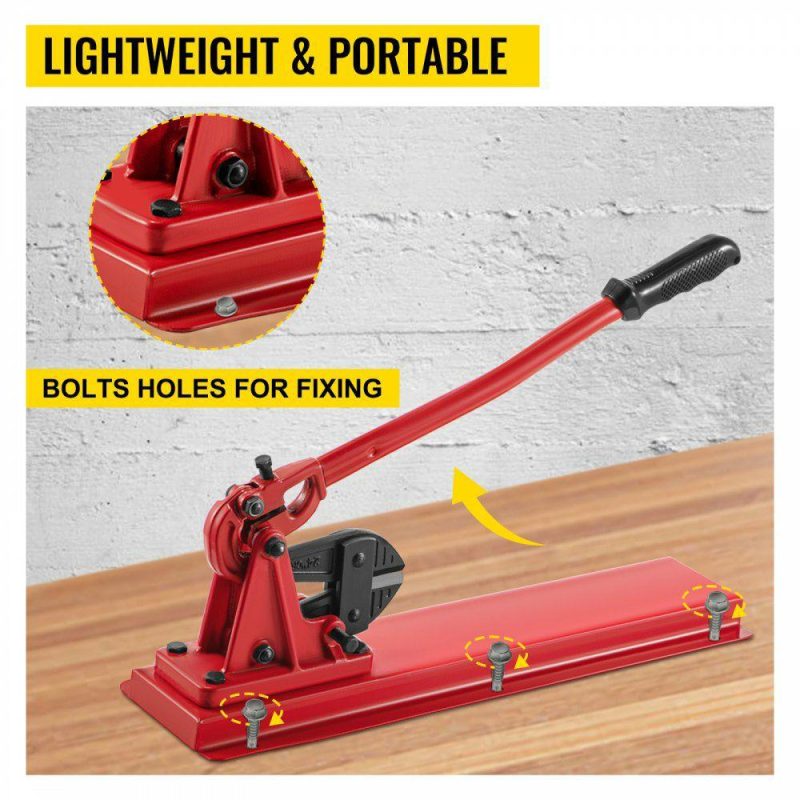 Electrical Tools | 24″ Bench Type Hand Swager, Cutting Capacity 3/8″ Bolt Cutter Bench Type, Hardness 35-45HRC Crimping Tool Bench Wire Rope Cable, Red Swaging Machine for Swaging and Cutting, Arm Bench Swager Electrical Electrical Tools