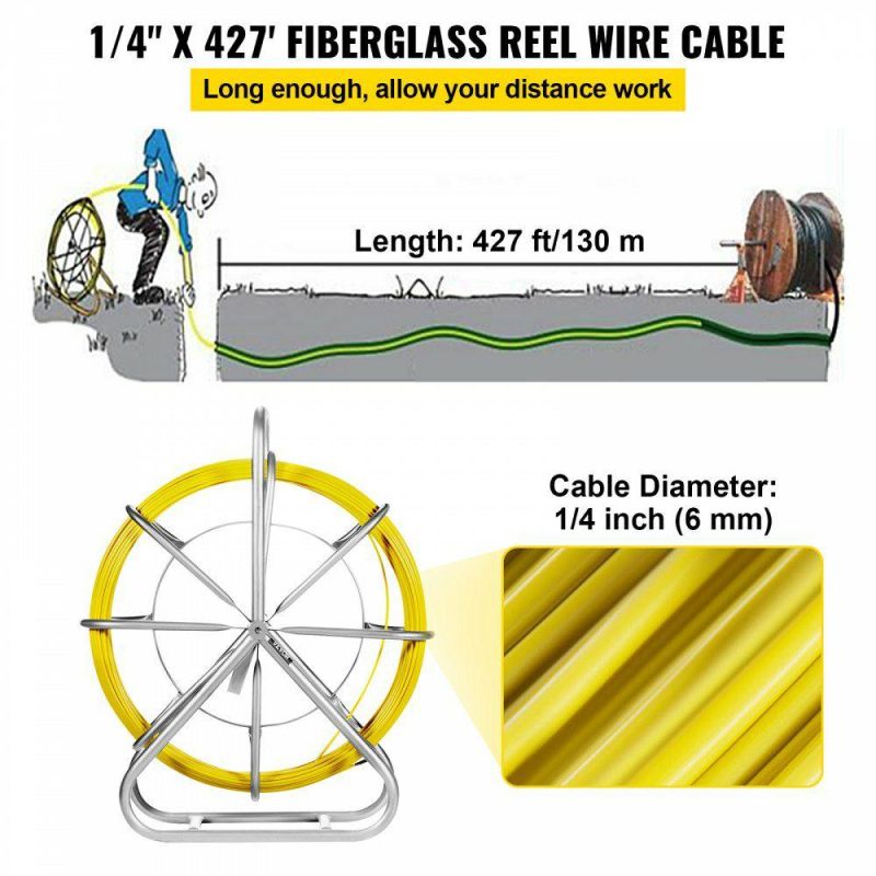 Electrical Tools | 6mm Fish Tape Fiberglass Wire Cable Running Rod Duct Rodder Fishtape Rodder 130m Electrical Electrical Tools