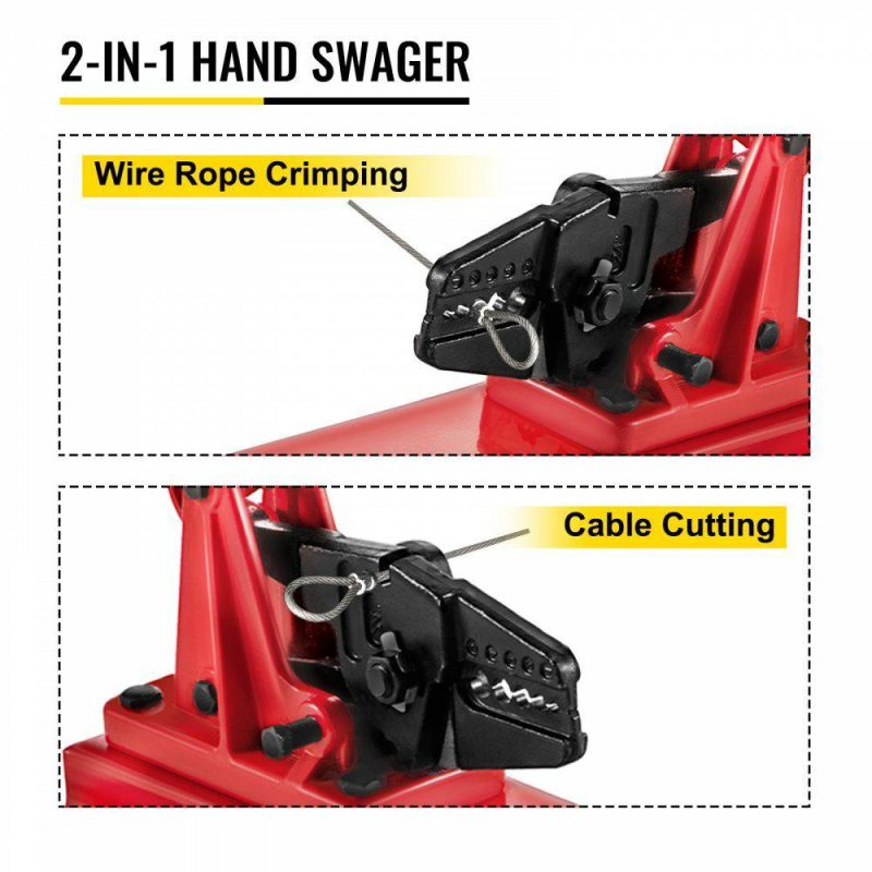 Electrical Tools | Bench Type Hand Swager, 24″ Bench Type Swaging Tool, Bench Type Crimper for 1/16″ 3/32″ 1/8″ 5/32″ 3/16″, CRV (HRC 35-45 Degree) Bench Type Crimping Tool, Bench Swager Tool for Cable Wire Rope Electrical Electrical Tools