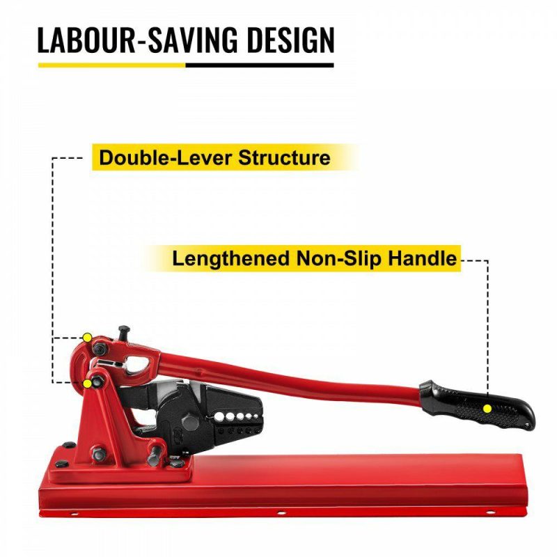 Electrical Tools | Bench Type Hand Swager, 24″ Bench Type Swaging Tool, Bench Type Crimper for 1/16″ 3/32″ 1/8″ 5/32″ 3/16″, CRV (HRC 35-45 Degree) Bench Type Crimping Tool, Bench Swager Tool for Cable Wire Rope Electrical Electrical Tools