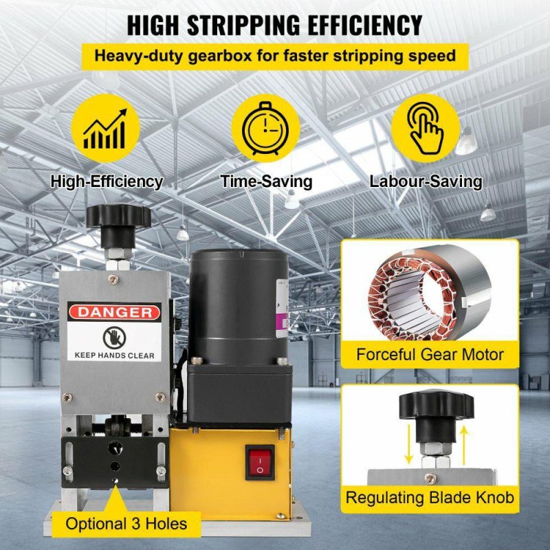 Electrical Tools | Cable Wire Stripping Machine 0.04″-1.18″, Portable Scrap Cable Stripper With Gear Motor, Electric Wire Stripping Machine Compact Aluminum Alloy Structure, Automatic Wire Stripper with a Blade Electrical Electrical Tools