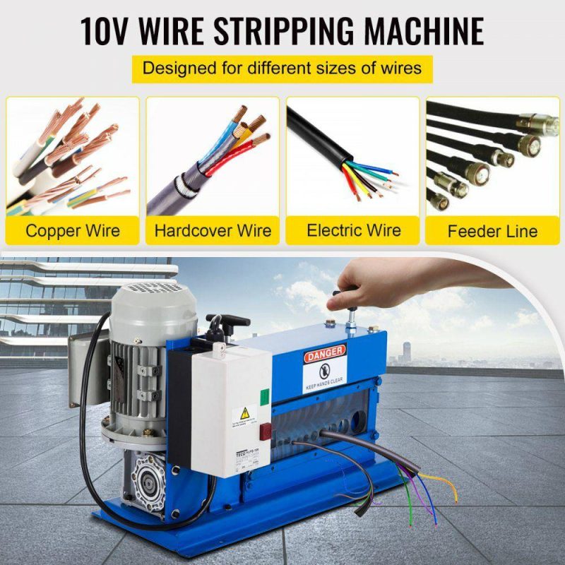 Electrical Tools | Cable Wire Stripping Machine 18 AWG – 1″ OD Wire Range, Portable Powered Wire Stripper Machine 11 Channels 10 Blades,Automatic Wire Stripping Tool 75ft/minute,for Recycling Copper Wire Blue Electrical Blue