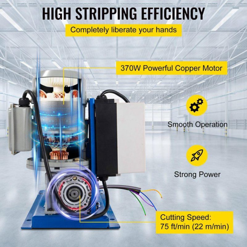 Electrical Tools | Cable Wire Stripping Machine 18 AWG – 1″ OD Wire Range, Portable Powered Wire Stripper Machine 11 Channels 10 Blades,Automatic Wire Stripping Tool 75ft/minute,for Recycling Copper Wire Blue Electrical Blue