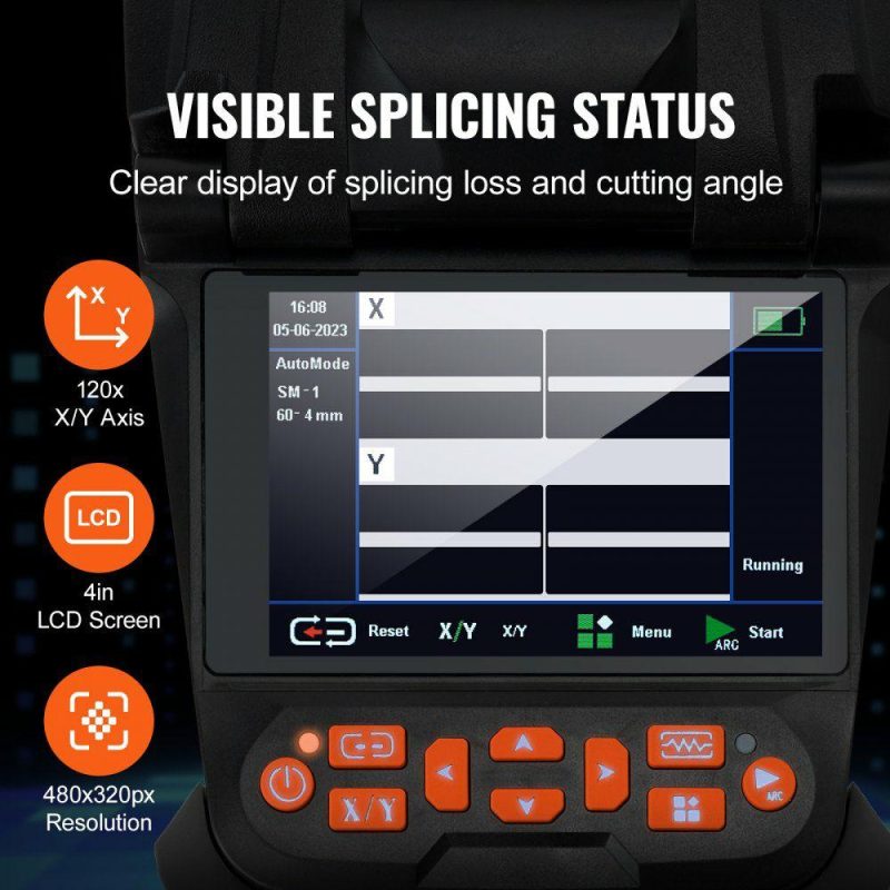 Electrical Tools | Fiber Fusion Splicer 6 Motors, Core Alignment Fiber Optic Fusion Splicer with 4″ Digital LCD Screen, Image Storage, 3 in 1 Auto Focus Optical Fiber Holder Cleaver Kit 5-6s Splicing 9-25s Heating Electrical Electrical Tools