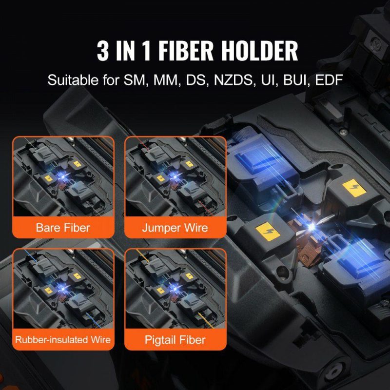 Electrical Tools | Fiber Fusion Splicer 6 Motors, Core Alignment Fiber Optic Fusion Splicer with 4″ Digital LCD Screen, Image Storage, 3 in 1 Auto Focus Optical Fiber Holder Cleaver Kit 5-6s Splicing 9-25s Heating Electrical Electrical Tools