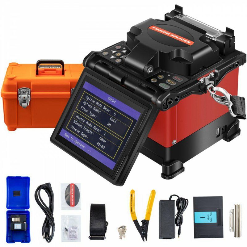 Electrical Tools | Fiber Fusion Splicer, Auto Focus Fiber Optic Fusion Splicer, Fusion Splicer Machine Fiber Cleaver Kit with 5″ Digital LCD Screen, 3 in 1 Optical Fiber Holder, 5200mAh High-Capacity Battery Electrical Electrical Tools