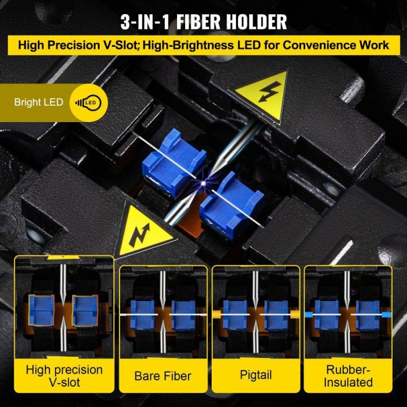 Electrical Tools | Fiber Fusion Splicer Automatic Focus A-80S FTTH Fiber Optic Fusion Splicer Kit 5 Inch Digital LCD Screen Fusion Splicer Machine Optical Fiber Cleaver Kit Electrical Electrical Tools