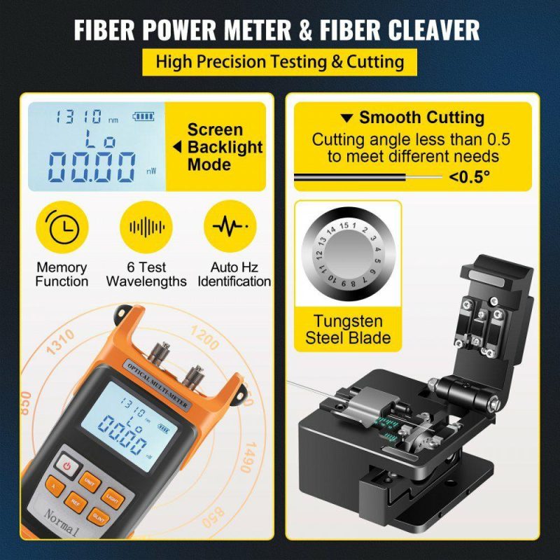 Electrical Tools | Fiber Fusion Splicer Automatic Focus A-80S FTTH Fiber Optic Fusion Splicer Kit 5 Inch Digital LCD Screen Fusion Splicer Machine Optical Fiber Cleaver Kit Electrical Electrical Tools