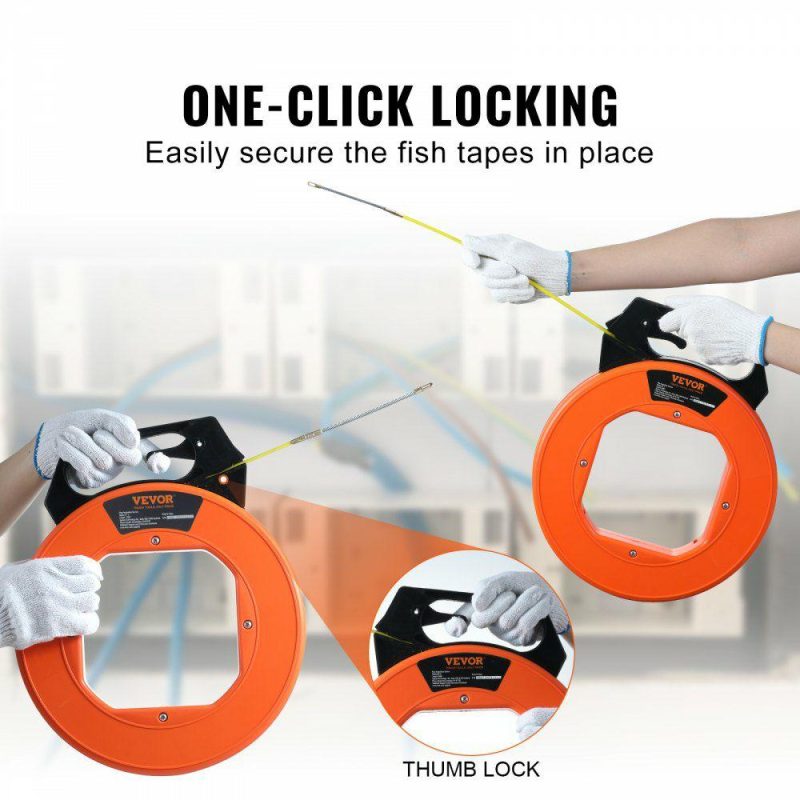 Electrical Tools | Fish Tape, 100 ft, 3/16-inch, Fiberglass Wire Puller with Optimized Housing and Handle, Easy-to-Use Cable Puller Tool, Flexible Wire Fishing Tools for Wall and Electrical Conduit, Non-Conductive Electrical Electrical Tools