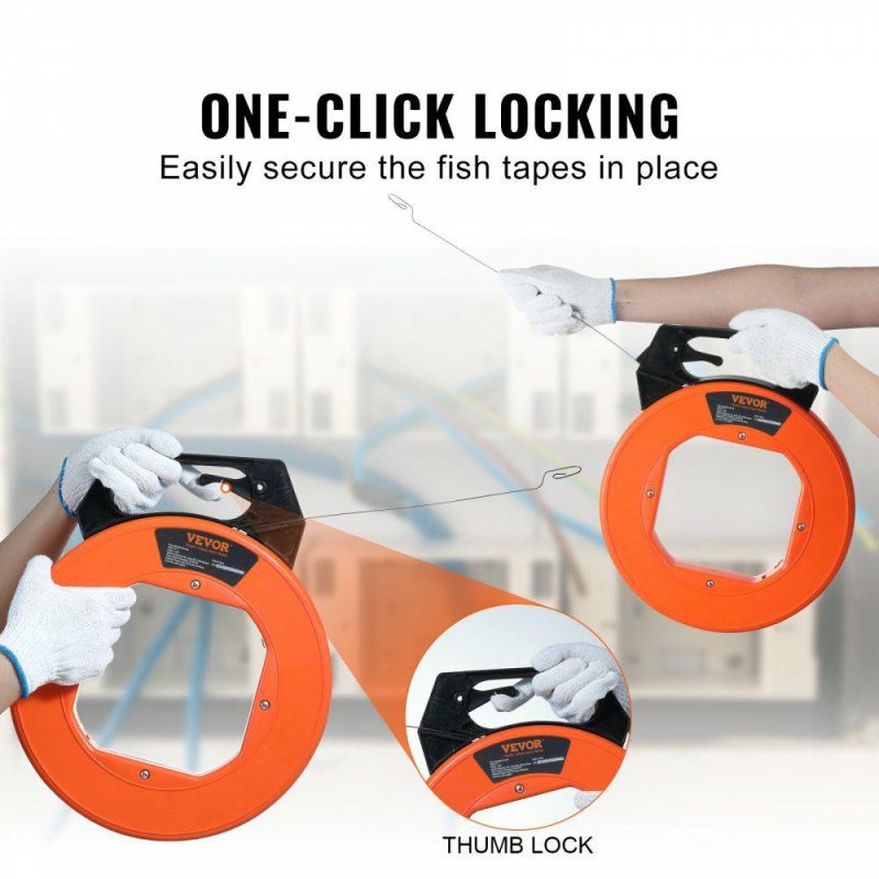 Electrical Tools | Fish Tape, 240-foot, 1/8-inch, Steel Wire Puller with Optimized Housing and Handle, Easy-to-Use Cable Puller Tool, Flexible Wire Fishing Tools for Walls and Electrical Conduit, Non-Conductive Electrical Electrical Tools