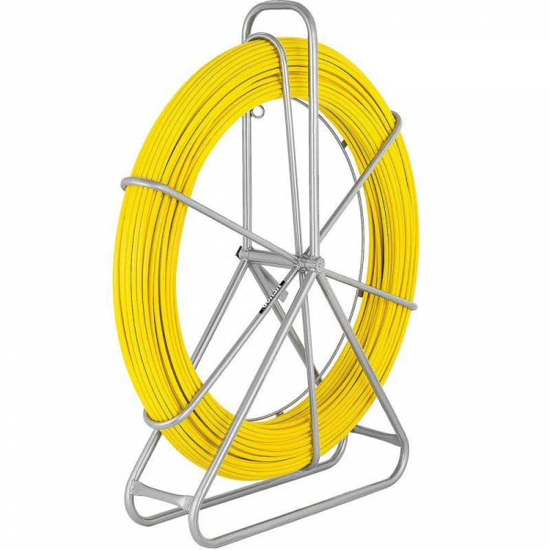 Electrical Tools | Fish Tape Fiberglass 6MM 200M,Duct Rodder Fish Tape Puller Fiberglass Wire Cable Running with Cage and Wheel Stand,Durable Steel Reel Stand,Fish Tape Min Bending Radius 13 inch/330 mm Electrical Electrical Tools