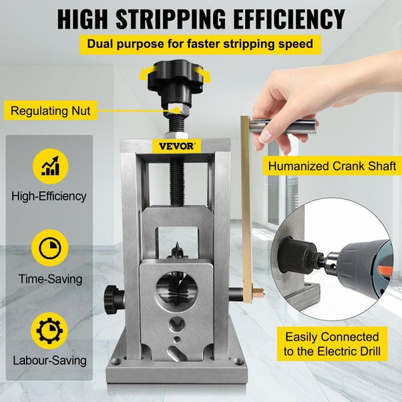 Electrical Tools | Wire Stripping Machine, 0.06-1.57 inches Drill Powered, Manual Copper Stripper w Heat Treated Steel Ultra Long Lasting Blade, Compact & Portable for Scrap Cable Peeling Recycling Electrical Electrical Tools