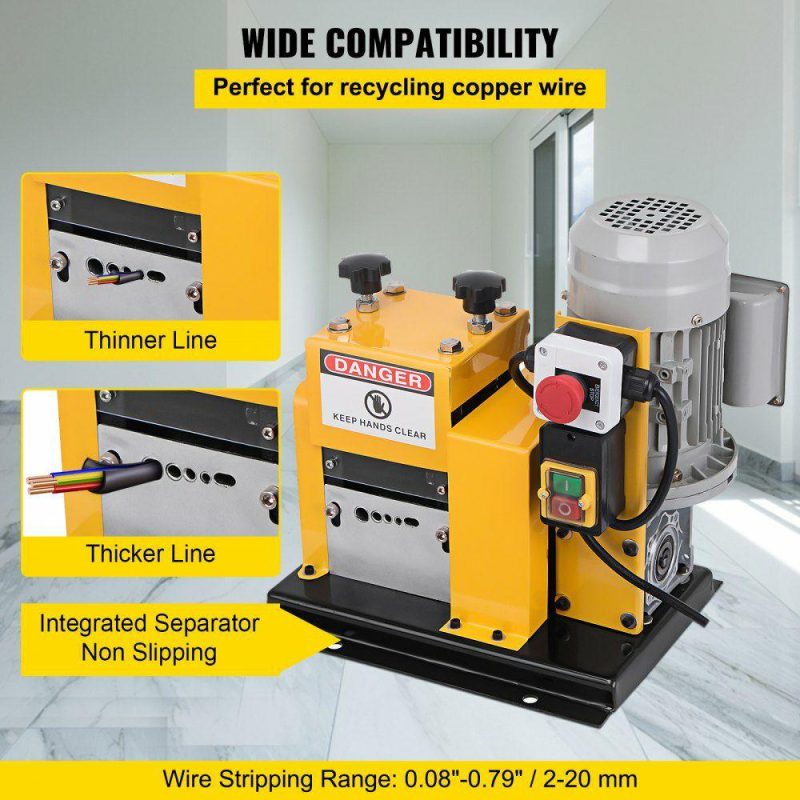 Electrical Tools | Wire Stripping Machine 0.079″- 0.79″ OD, Automatic Wire Stripping Machine 4 Cutting Channels & 1 Cutting Slot,Wire Stripping Tool 5-Blade, for Copper Recycling Electrical Electrical Tools