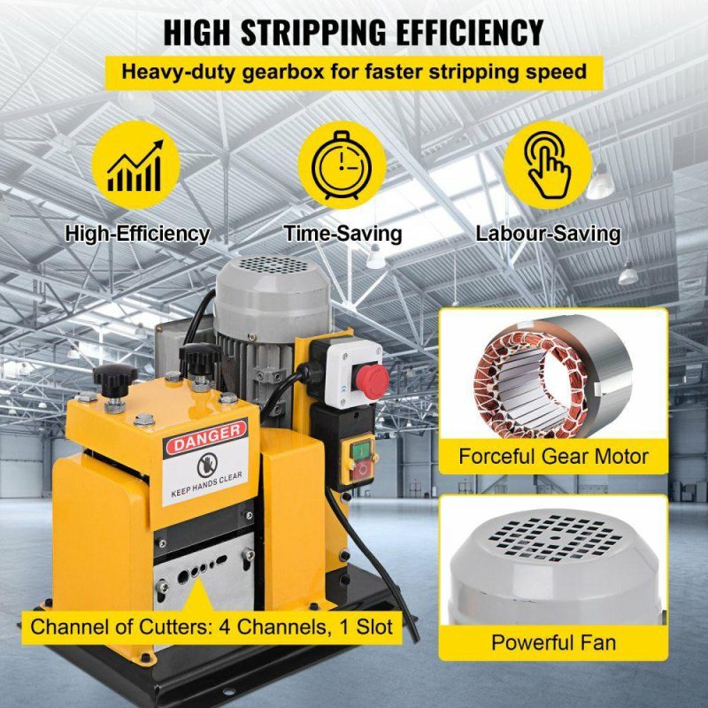 Electrical Tools | Wire Stripping Machine 0.079″- 0.79″ OD, Automatic Wire Stripping Machine 4 Cutting Channels & 1 Cutting Slot,Wire Stripping Tool 5-Blade, for Copper Recycling Electrical Electrical Tools