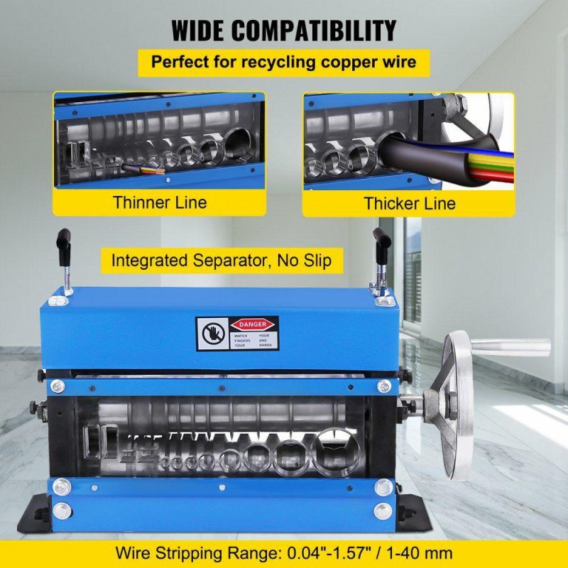 Electrical Tools | Wire Stripping Machine DA 0.06 inch -1.5 inch,Manual Wire Stripping Machine 11 Channels 10 Cutting Blades,Wire Stripper Machine Manual Hand Cranked,for Stripping Scrap Copper Wire Electrical Electrical Tools