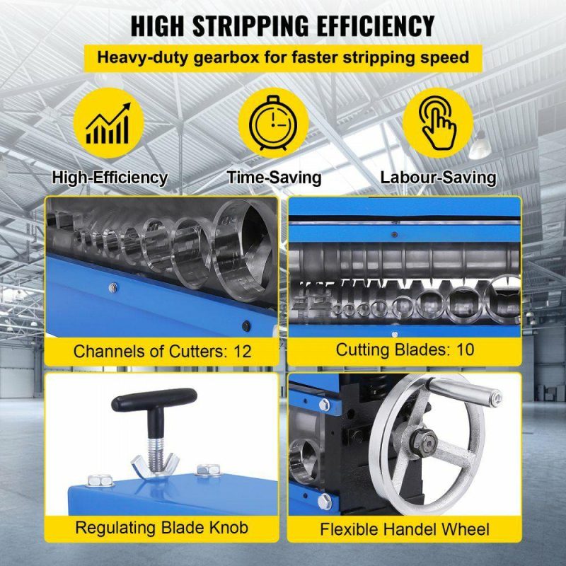 Electrical Tools | Wire Stripping Machine DA 0.06 inch -1.5 inch,Manual Wire Stripping Machine 11 Channels 10 Cutting Blades,Wire Stripper Machine Manual Hand Cranked,for Stripping Scrap Copper Wire Electrical Electrical Tools