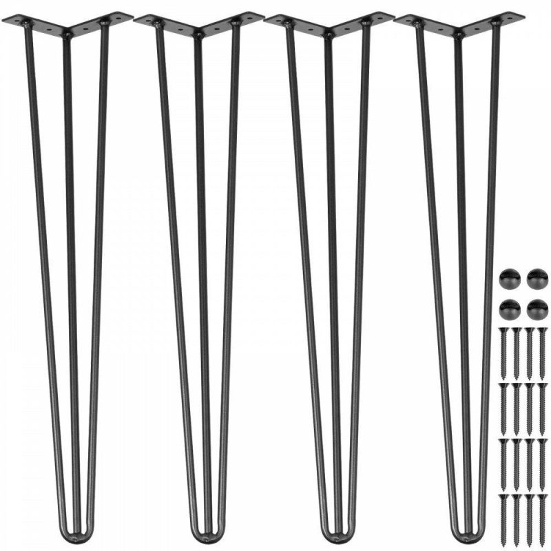 Furniture Hardware | Hairpin Table Legs 18″ Black Set of 4 Desk Legs 880lbs Load Capacity (Each 220lbs) Hairpin Desk Legs 3 Rods for Bench Desk Dining End Table Chairs Carbon Steel DIY Heavy Duty Furniture Legs Furniture Hardware Furniture Hardware