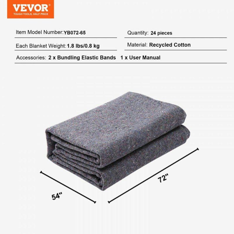 Furniture Hardware | Moving Blankets, 72″ x 54″, 21 lbs/dz Weight, 24 Packs, Professional Recycled Cotton Packing Blanket, Large Heavy Duty Shipping Mover Pads Perfect for Protecting Furniture, Floors, Appliances Furniture Hardware Furniture Hardware