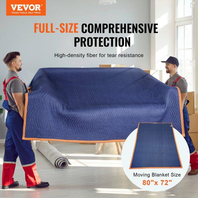 Furniture Hardware | Moving Blankets, 80″ x 72″, 35 lbs/dz Weight, 12 Packs, Professional Non-Woven & Recycled Cotton Packing Blanket, Heavy Duty Mover Pads for Protecting Furniture, Floors, Appliances, Blue/Orange Furniture Hardware Furniture Hardware