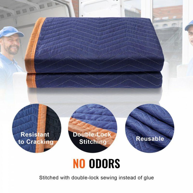 Furniture Hardware | Moving Blankets, 80″ x 72″, 35 lbs/dz Weight, 12 Packs, Professional Non-Woven & Recycled Cotton Packing Blanket, Heavy Duty Mover Pads for Protecting Furniture, Floors, Appliances, Blue/Orange Furniture Hardware Furniture Hardware