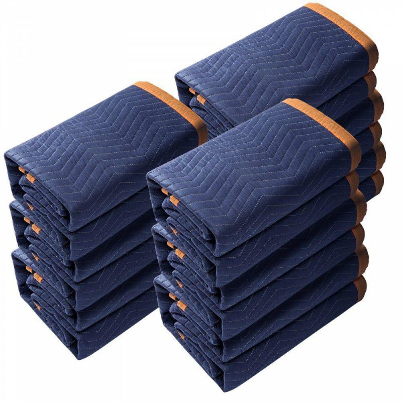 Furniture Hardware | Moving Blankets, 80″ x 72″, 65 lbs/dz Weight, 12 Packs, Professional Non-Woven & Recycled Cotton Packing Blanket, Heavy Duty Mover Pads for Protecting Furniture, Floors, Appliances, Blue/Orange Furniture Hardware Furniture Hardware