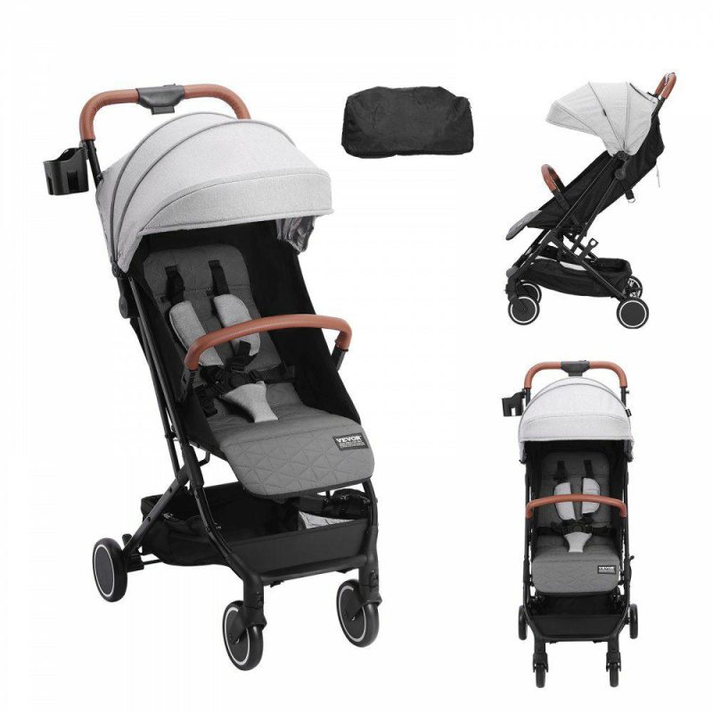 Furniture Hardware | Standard Baby Infant Stroller, Toddler Stroller with 95°-150° Adjustable Backrest & & 0/90°Adjustable Footrest & One-click Folding, Newborn Stroller with Cup Holder and Carry Bag, Light Grey Light Gray Furniture Hardware Furniture Hardware