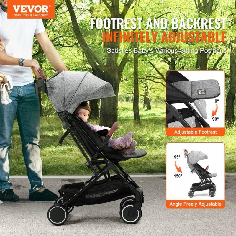 Furniture Hardware | Standard Baby Infant Stroller, Toddler Stroller with 95°-150° Adjustable Backrest & & 0/90°Adjustable Footrest & One-click Folding, Newborn Stroller with Cup Holder and Carry Bag, Dark Grey Dark Gray Furniture Hardware Dark Gray