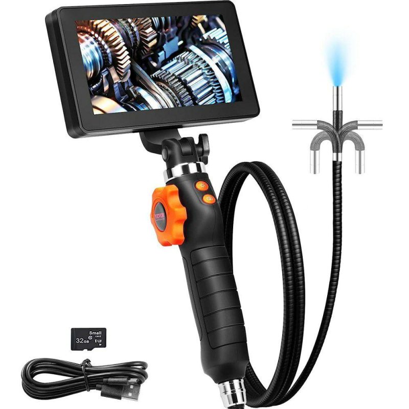 Inspection & Retrieving Tools | Articulating Borescope Camera with Light, Two-Way Articulated Endoscope Inspection Camera with 6.4mm Tiny Lens, 5″ IPS 1080P HD Screen, 8X Zoom, 8 LED Light Snake Camera for Automotive, Plumbing Inspection & Retrieving Tools Inspection & Retrieving Tools