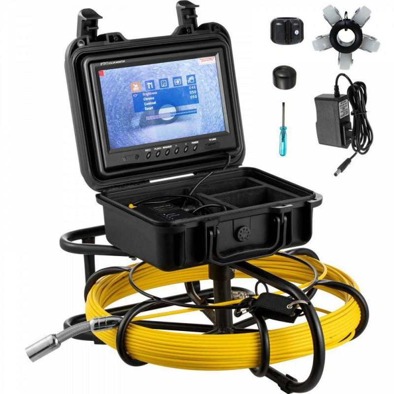 Inspection & Retrieving Tools | Sewer Camera, 150FT, 9″ Screen Pipeline Inspection Camera with DVR Function & 8 GB SD Card, Waterproof IP68 Borescope w/LED Lights, Industrial Endoscope for Home Wall Duct Drain Pipe Plumbing Inspection & Retrieving Tools Inspection & Retrieving Tools