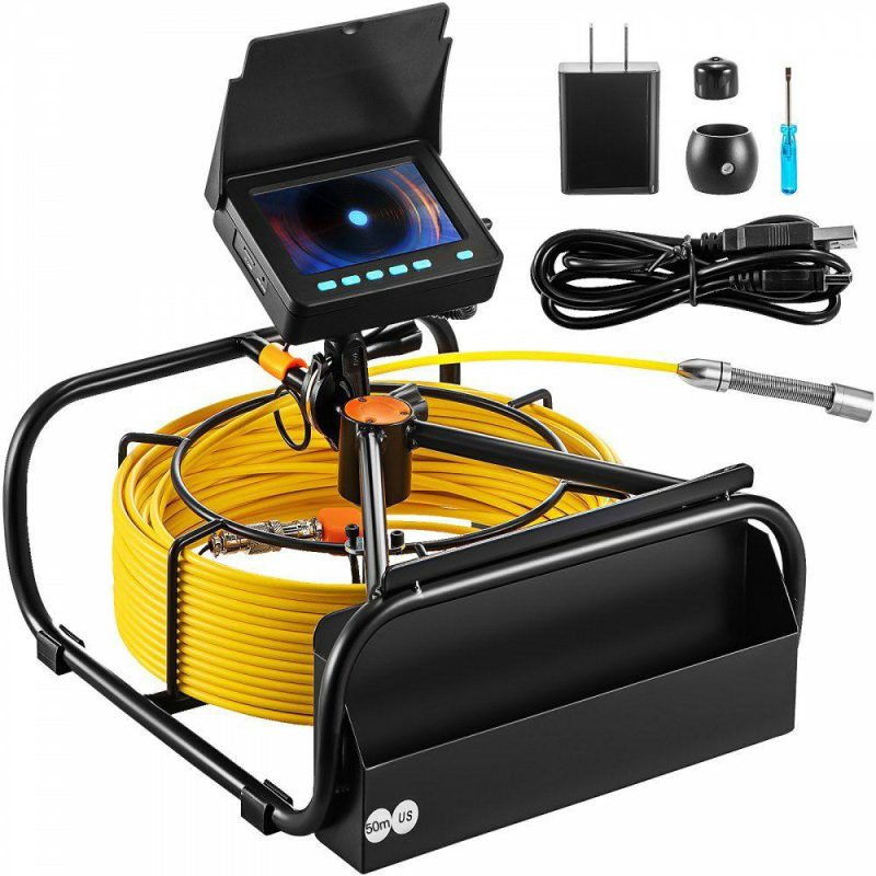 Inspection & Retrieving Tools | Sewer Camera, 164 ft/50 m, 4.3″ Pipe Drain Inspection Camera with DVR Function and LED Lights, Waterproof IP68 Borescope, Industrial Endoscope for Home Wall Duct Drain Pipe Plumbing Inspection & Retrieving Tools Inspection & Retrieving Tools