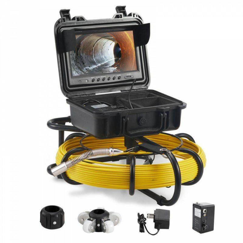 Inspection & Retrieving Tools | Sewer Camera, 230 ft/70 m, 9″ Screen Pipeline Inspection Camera with DVR Function, 12 Adjustable LEDs, 16 GB SD Card, Waterproof IP68 for Sewer Line, Home, Duct Drain Pipe Plumbing Inspection & Retrieving Tools Inspection & Retrieving Tools