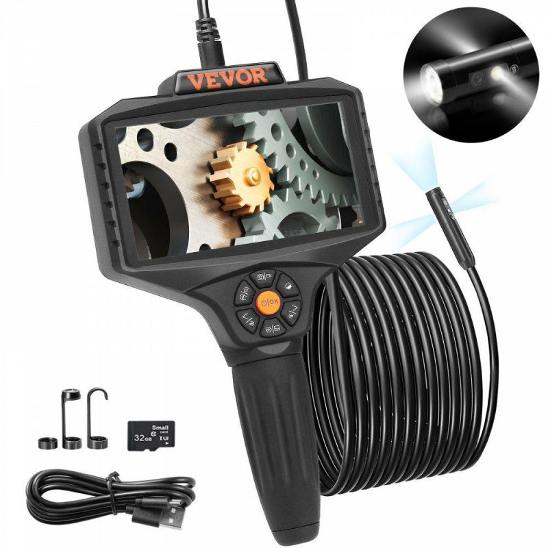 Inspection & Retrieving Tools | Triple Lens Borescope, 5″ IPS Screen Inspection Camera with Lights, 8X Zoom 1080P HD Split Screen, 10 LED Lights Scope Endoscope Camera for Automotive, Plumbing(16.5FT Cable, 32GB Card) Inspection & Retrieving Tools Inspection & Retrieving Tools